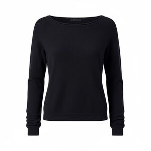 COS 100% Wool Sweater XS | Dark Navy | Rolled Boat Neck Minimalist